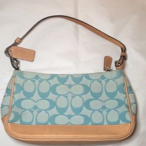 Coach mini purse. EUC. Zippers work. Inside pocket. 8”x 4.5”. Strap 14 inches.